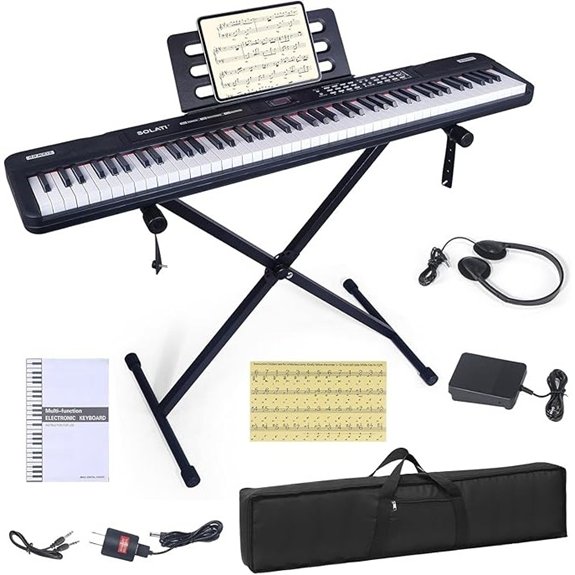 88-Key Digital Piano with Stand & Bluetooth
