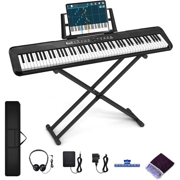 88-Key Digital Piano with Stand & Bluetooth