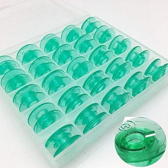 FQTANJU 25-Pack Green Transparent Plastic Bobbins