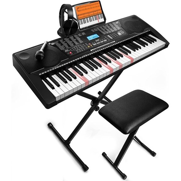 61-Key Portable Electronic Keyboard Piano with Lighted Keys